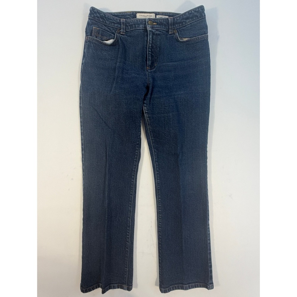 Jones New York Jeans Straight Leg Women 10P Blue Excellent Stretch Dark Wash